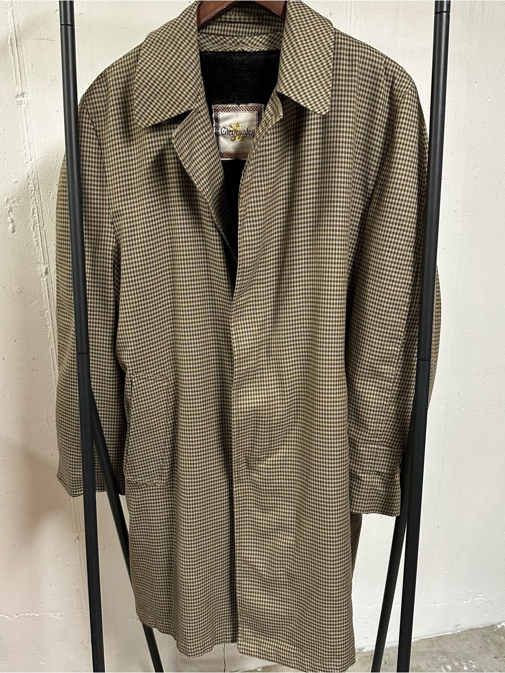 Gleneagles Men's Houndstooth Trench Coat Vintage 🦩